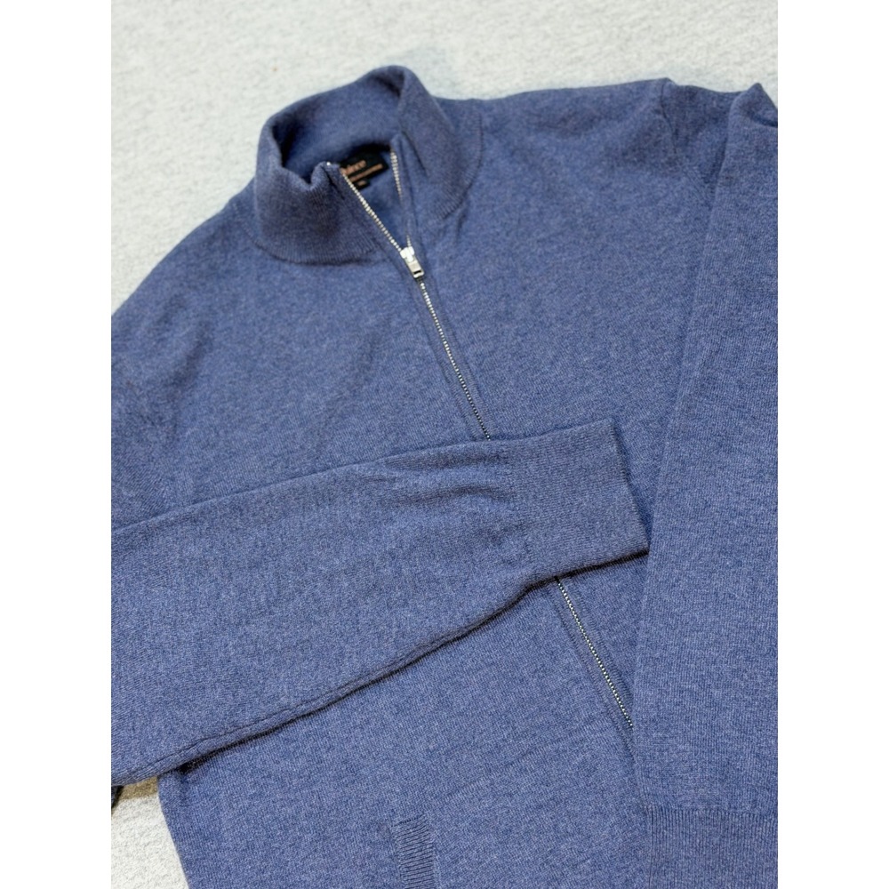 Quince Mens XL Mongolian Cashmere Full Zip Sweater Heather Storm Blue Cardigan